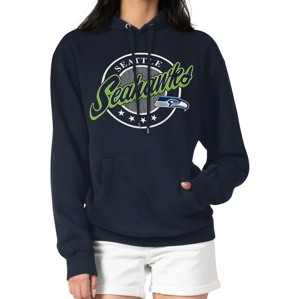 Seattle Seahawks G-III 4Her by Carl Banks Women's Pinstripe Circle Fleece Pullover Hoodie College Navy | NFL