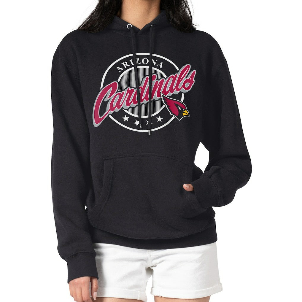 Arizona Cardinals G-III 4Her by Carl Banks Women's Pinstripe Circle Fleece Pullover Hoodie Black | NFL