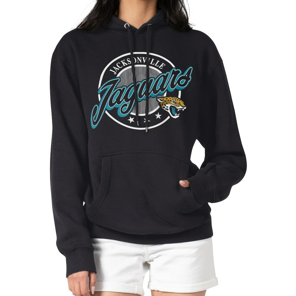Jacksonville Jaguars G-III 4Her by Carl Banks Women's Pinstripe Circle Fleece Pullover Hoodie Black | NFL