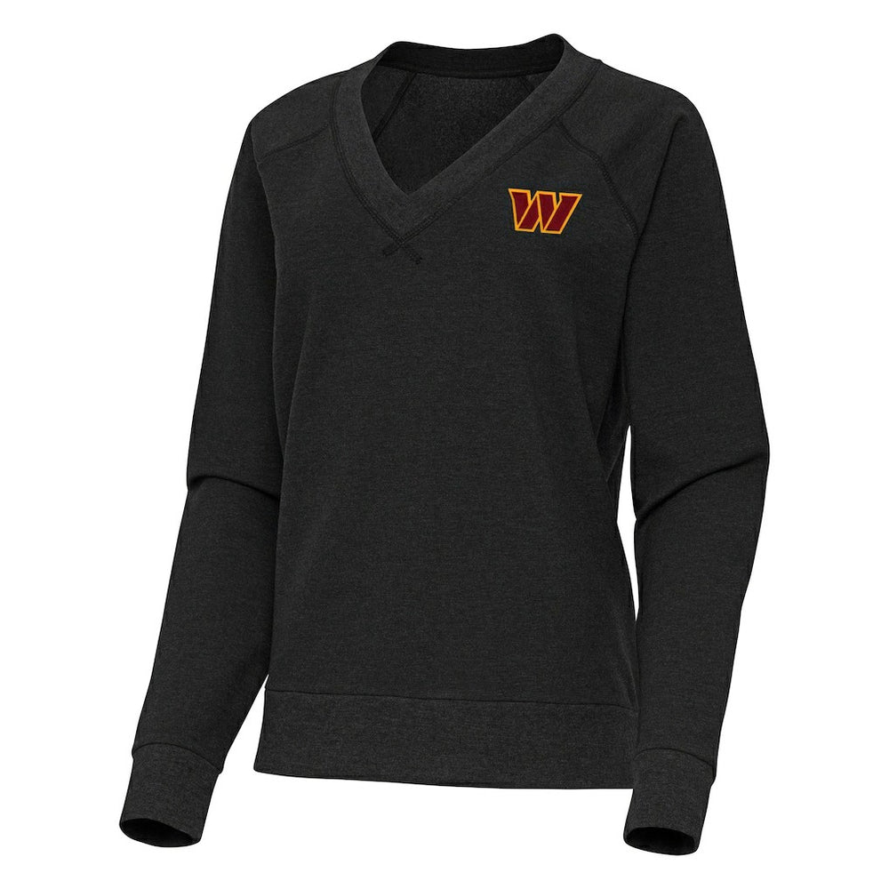 Washington Commanders Antigua Women's Varsity Tri-Blend V-Neck Long Sleeve T-Shirt Heather Black | NFL