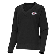 Kansas City Chiefs Antigua Women's Varsity Tri-Blend V-Neck Long Sleeve T-Shirt Heather Black | NFL