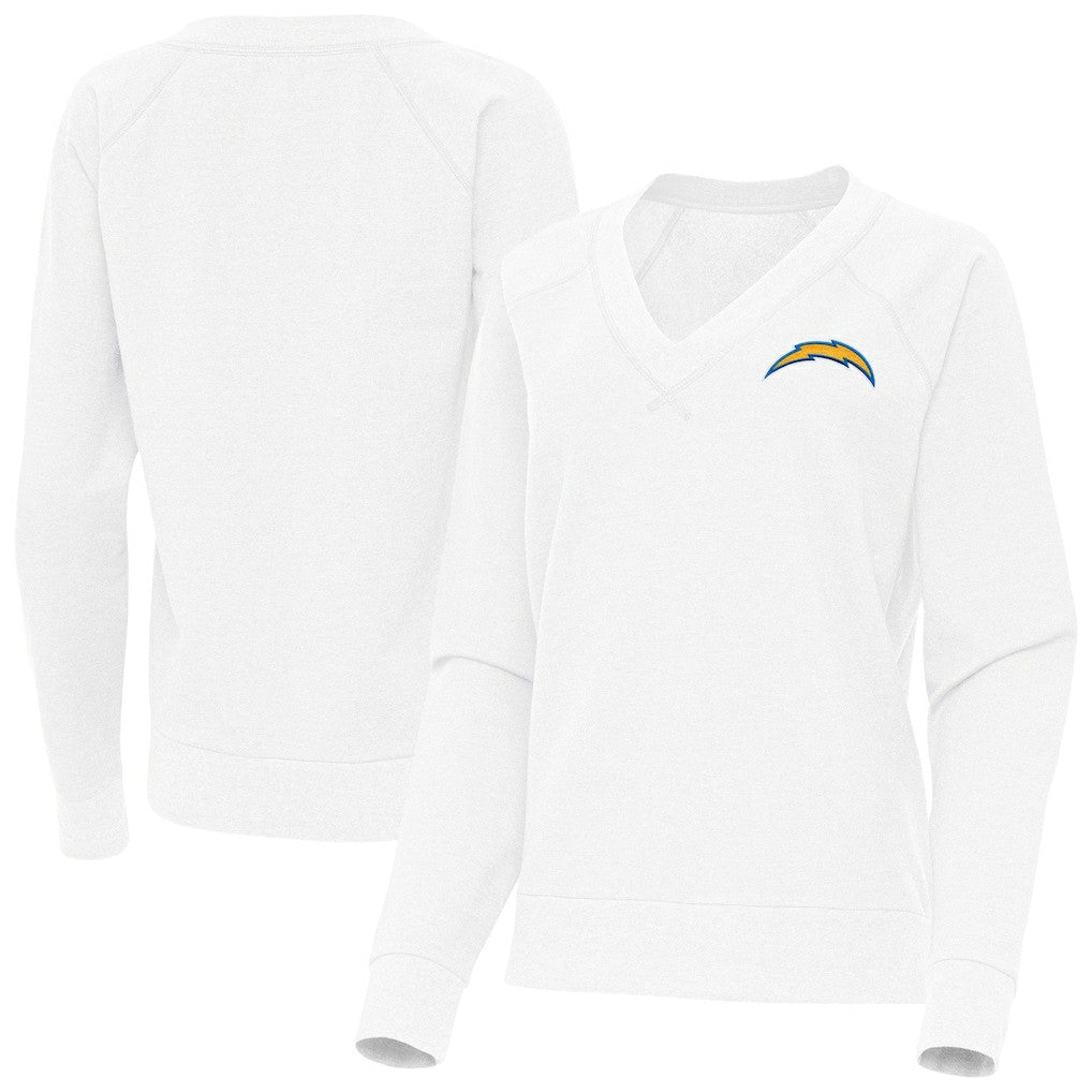 Los Angeles Chargers Antigua Women's Varsity Tri-Blend V-Neck Long Sleeve T-Shirt White | NFL