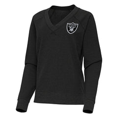 Las Vegas Raiders Antigua Women's Varsity Tri-Blend V-Neck Long Sleeve T-Shirt Heather Black | NFL