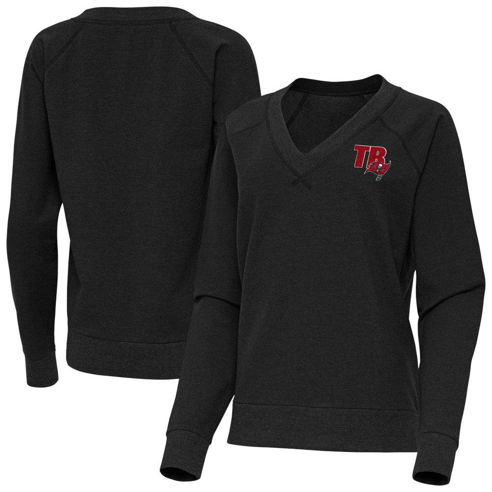 Tampa Bay Buccaneers Antigua Women's Varsity Tri-Blend V-Neck Long Sleeve T-Shirt Heather Black | NFL