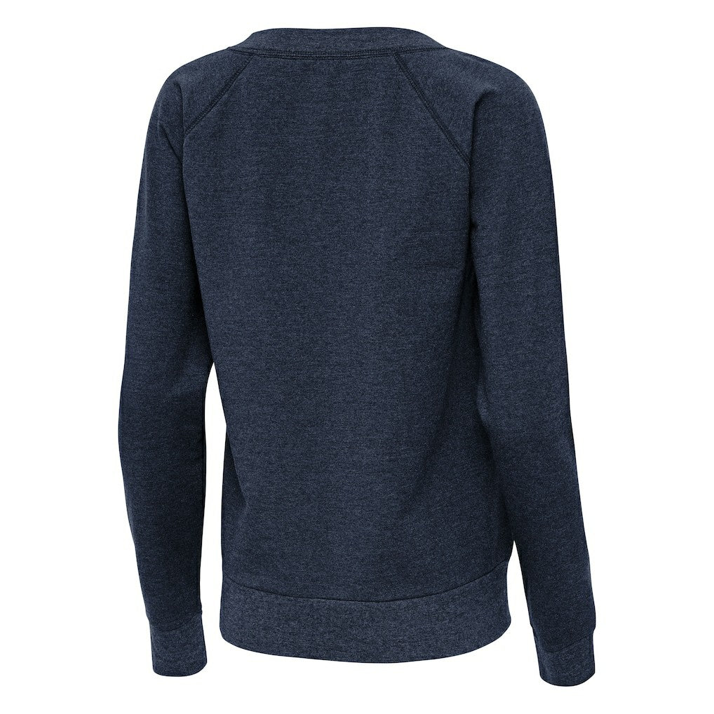 New England Patriots Antigua Women's Varsity Tri-Blend V-Neck Long Sleeve T-Shirt Heather Navy | NFL