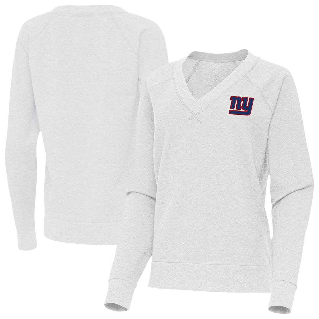 New York Giants Antigua Women's Varsity Tri-Blend V-Neck Long Sleeve T-Shirt Heather Gray | NFL