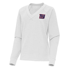 New York Giants Antigua Women's Varsity Tri-Blend V-Neck Long Sleeve T-Shirt Heather Gray | NFL