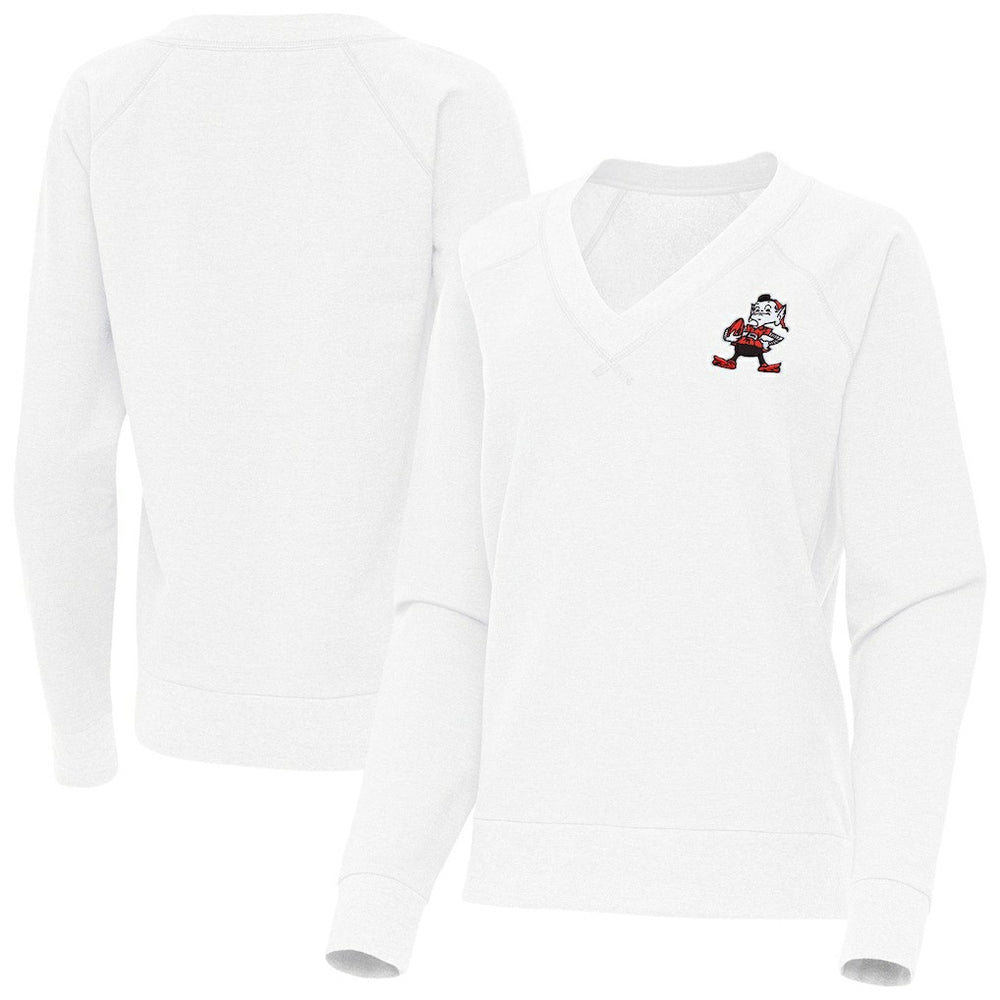 Cleveland Browns Antigua Women's Varsity Tri-Blend V-Neck Long Sleeve T-Shirt White | NFL