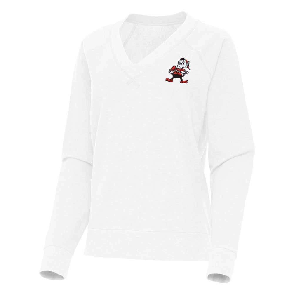 Cleveland Browns Antigua Women's Varsity Tri-Blend V-Neck Long Sleeve T-Shirt White | NFL