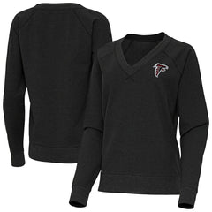 Atlanta Falcons Antigua Women's Varsity Tri-Blend V-Neck Long Sleeve T-Shirt Heather Black | NFL