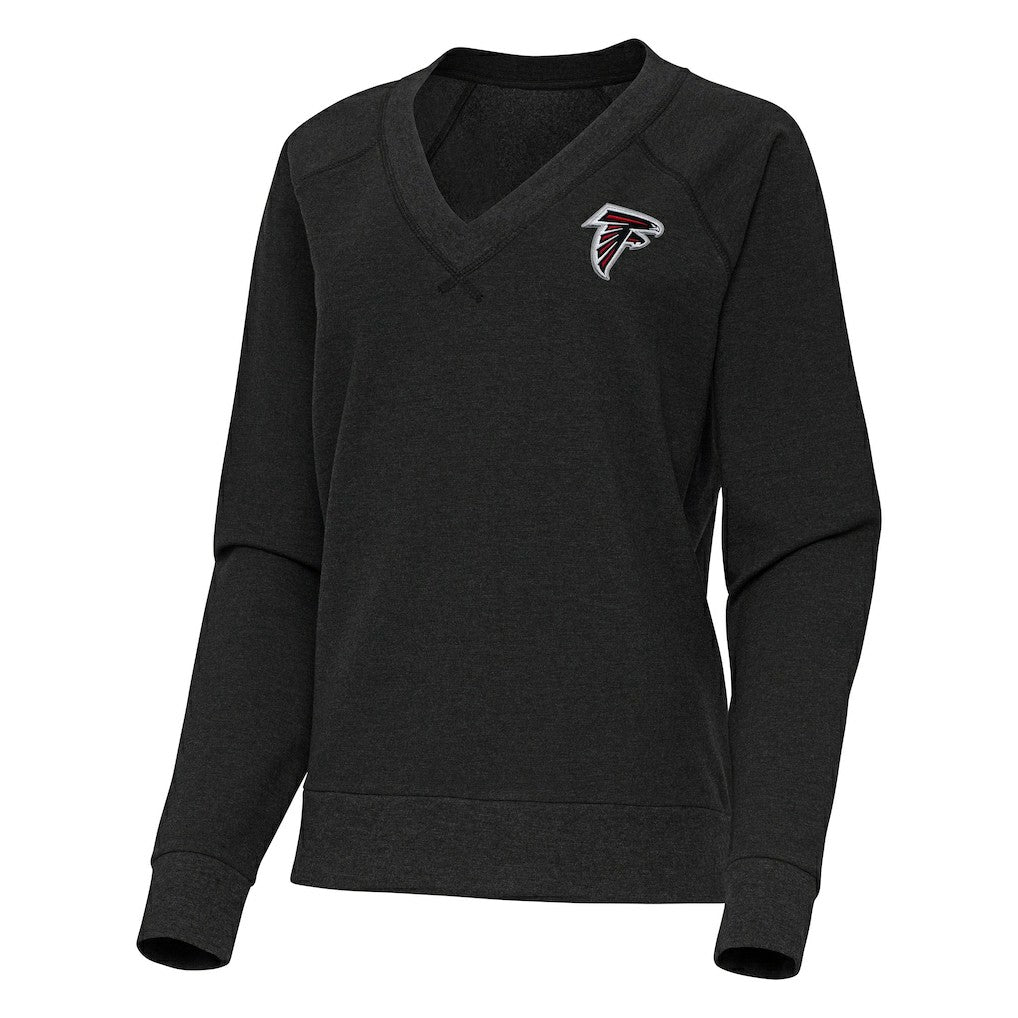 Atlanta Falcons Antigua Women's Varsity Tri-Blend V-Neck Long Sleeve T-Shirt Heather Black | NFL