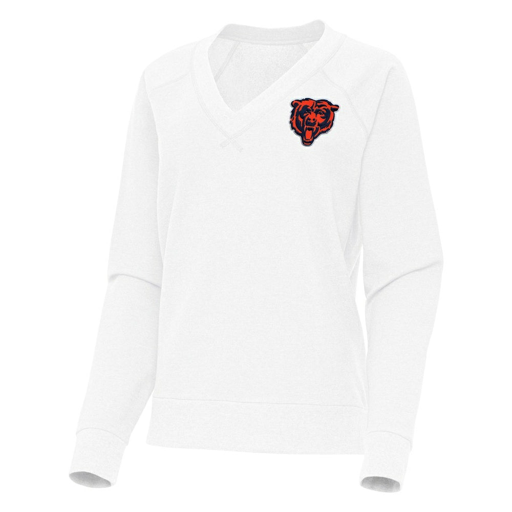 Chicago Bears Antigua Women's Varsity Tri-Blend V-Neck Long Sleeve T-Shirt White | NFL