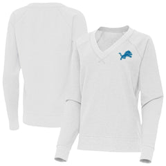 Detroit Lions Antigua Women's Varsity Tri-Blend V-Neck Long Sleeve T-Shirt Heather Gray | NFL