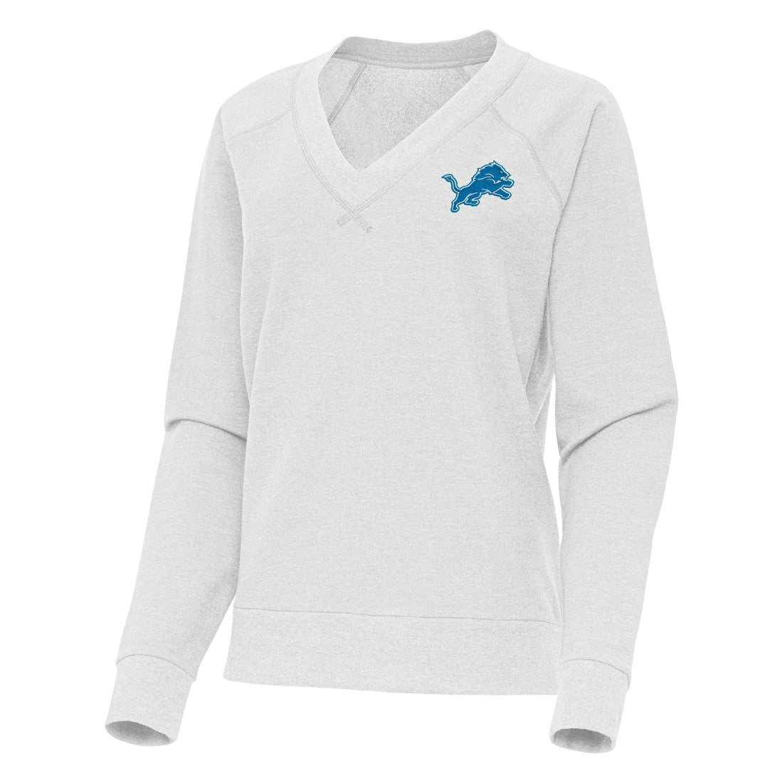 Detroit Lions Antigua Women's Varsity Tri-Blend V-Neck Long Sleeve T-Shirt Heather Gray | NFL