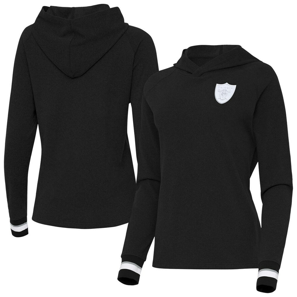 Las Vegas Raiders Antigua Women's Trek Raglan Pullover Hoodie Black | NFL