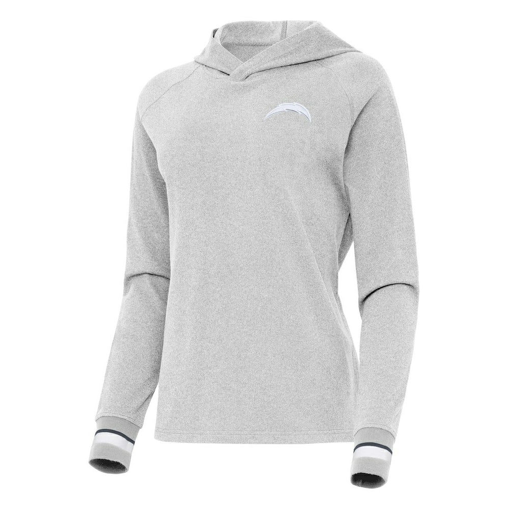 Los Angeles Chargers Antigua Women's Trek Raglan Pullover Hoodie Heather Gray | NFL