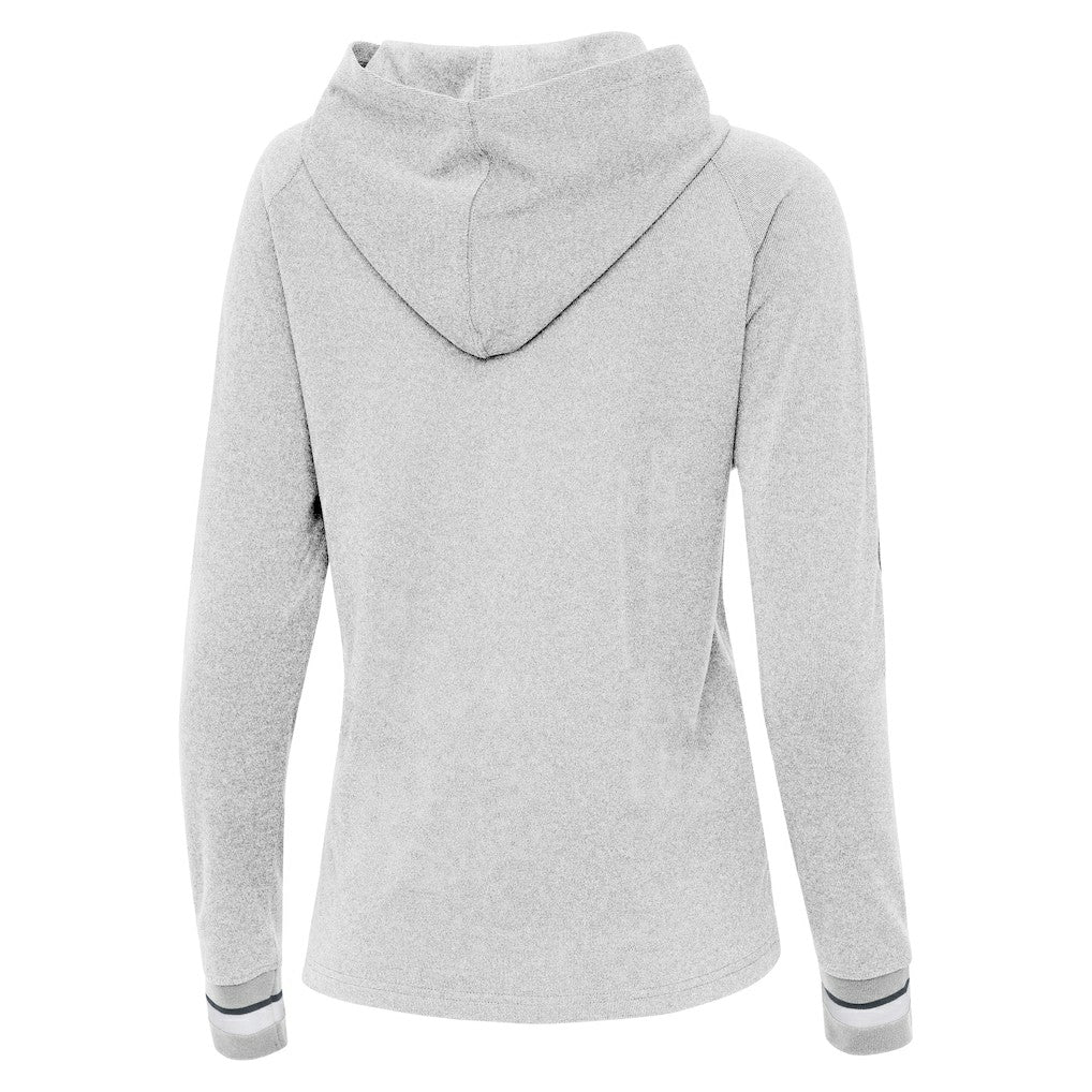 Los Angeles Chargers Antigua Women's Trek Raglan Pullover Hoodie Heather Gray | NFL