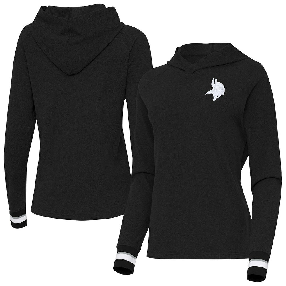 Minnesota Vikings Antigua Women's Trek Raglan Pullover Hoodie Black | NFL