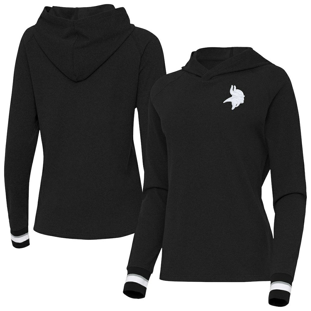 Minnesota Vikings Antigua Women's Trek Raglan Pullover Hoodie Black | NFL