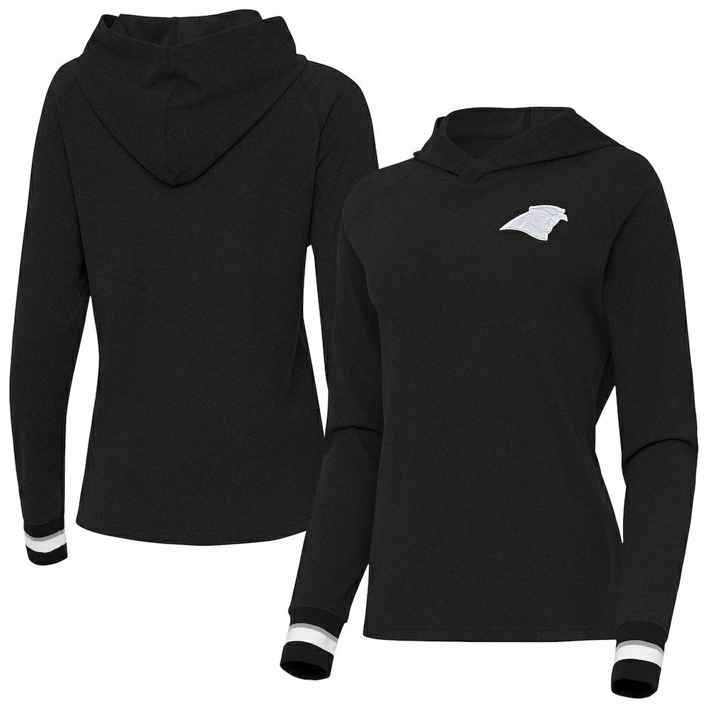 Carolina Panthers Antigua Women's Trek Raglan Pullover Hoodie Black | NFL