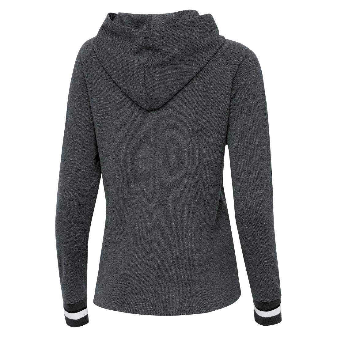 Detroit Lions Antigua Women's Trek Raglan Pullover Hoodie Heather Charcoal | NFL