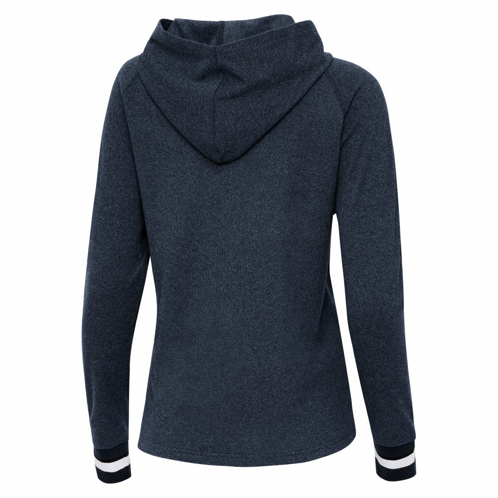 Houston Texans Antigua Women's Trek Raglan Pullover Hoodie Heather Navy | NFL