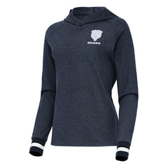 Chicago Bears Antigua Women's Trek Raglan Pullover Hoodie Heather Navy | NFL