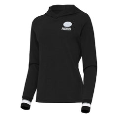 Green Bay Packers Antigua Women's Trek Raglan Pullover Hoodie Black | NFL
