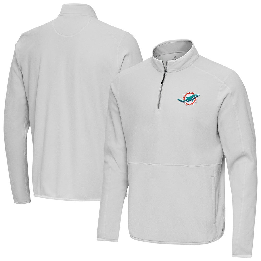 Miami Dolphins Antigua Step Up Quarter-Zip Pullover Gray | NFL