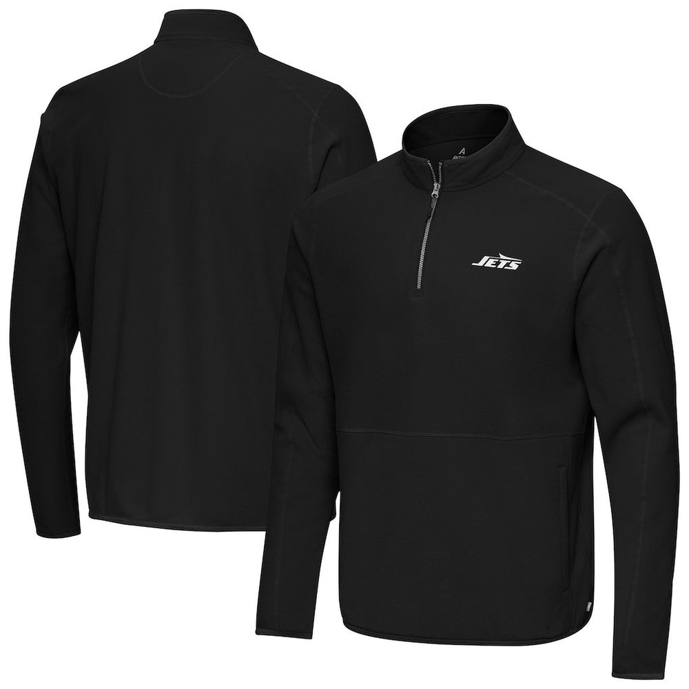 New York Jets Antigua Step Up Quarter-Zip Pullover Black | NFL