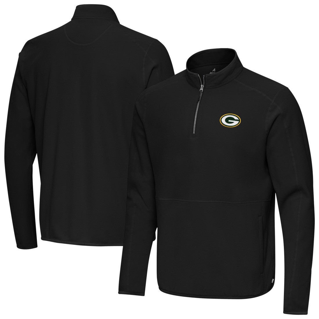 Green Bay Packers Antigua Step Up Quarter-Zip Pullover Black | NFL