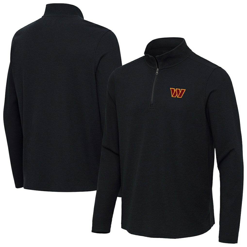 Washington Commanders Antigua Sync Tri-Blend Quarter-Zip Pullover Heather Black | NFL