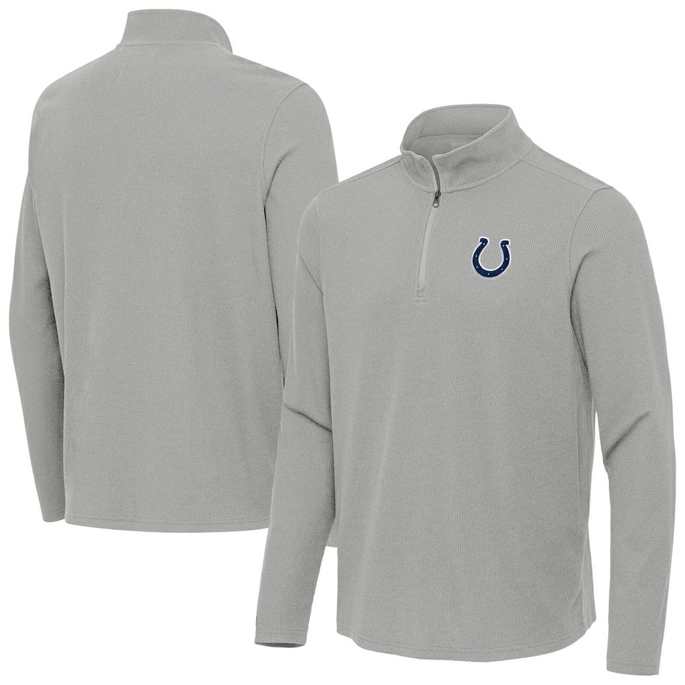 Indianapolis Colts Antigua Sync Tri-Blend Quarter-Zip Pullover Heather Gray | NFL