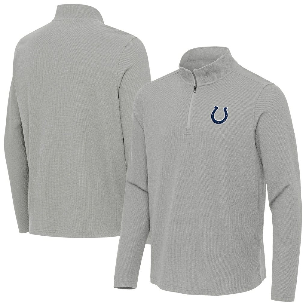 Indianapolis Colts Antigua Sync Tri-Blend Quarter-Zip Pullover Heather Gray | NFL