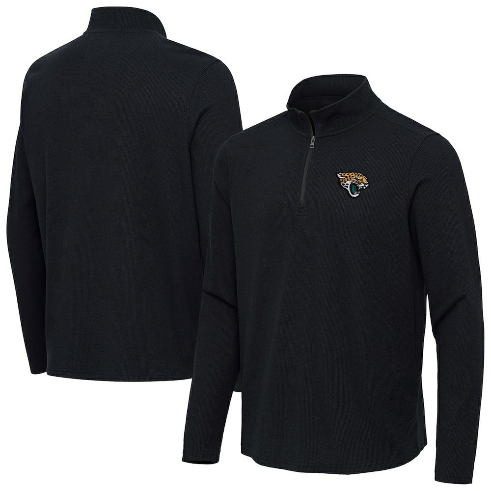Jacksonville Jaguars Antigua Sync Tri-Blend Quarter-Zip Pullover Heather Black | NFL
