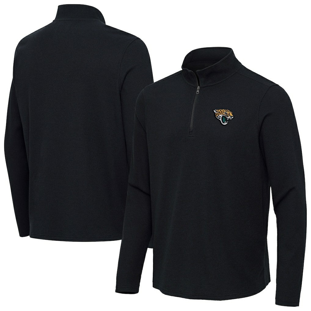 Jacksonville Jaguars Antigua Sync Tri-Blend Quarter-Zip Pullover Heather Black | NFL