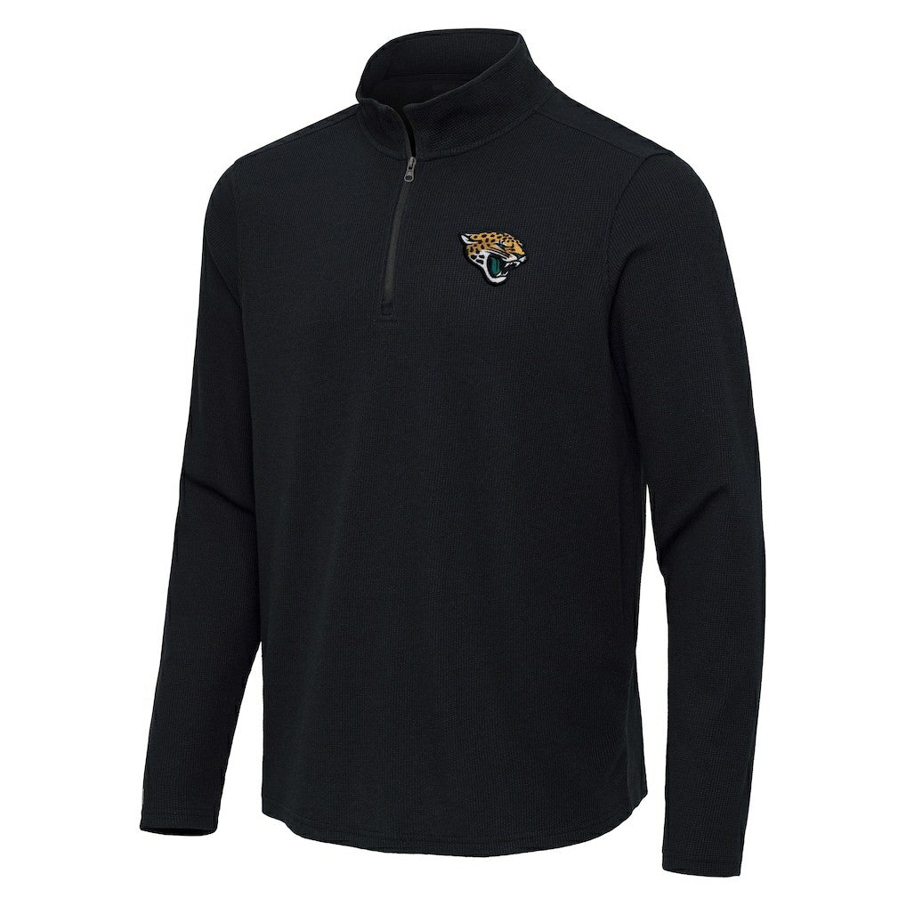 Jacksonville Jaguars Antigua Sync Tri-Blend Quarter-Zip Pullover Heather Black | NFL