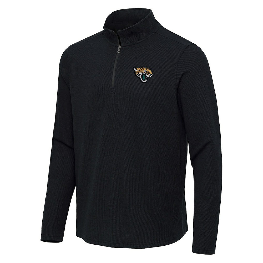Jacksonville Jaguars Antigua Sync Tri-Blend Quarter-Zip Pullover Heather Black | NFL