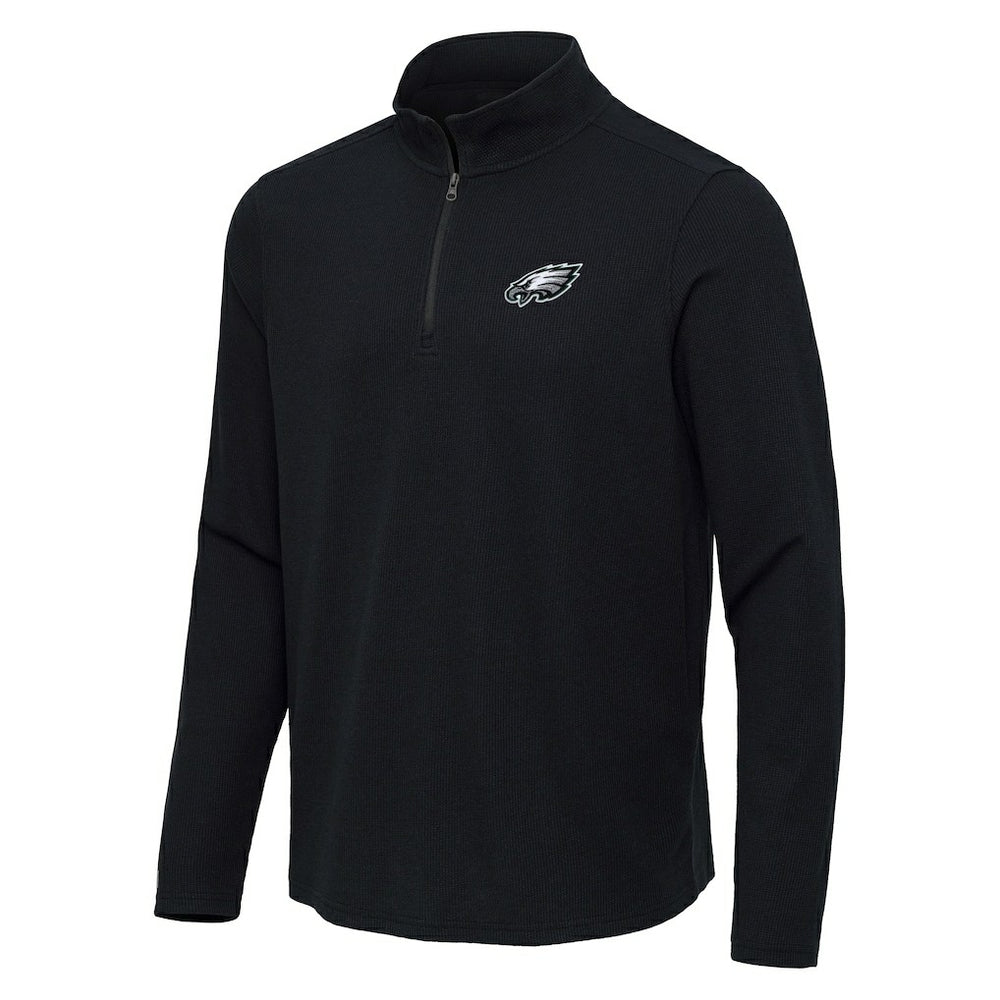 Philadelphia Eagles Antigua Sync Tri-Blend Quarter-Zip Pullover Heather Black | NFL