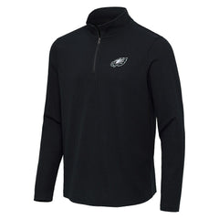 Philadelphia Eagles Antigua Sync Tri-Blend Quarter-Zip Pullover Heather Black | NFL