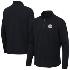 Pittsburgh Steelers Antigua Sync Tri-Blend Quarter-Zip Pullover Heather Black | NFL