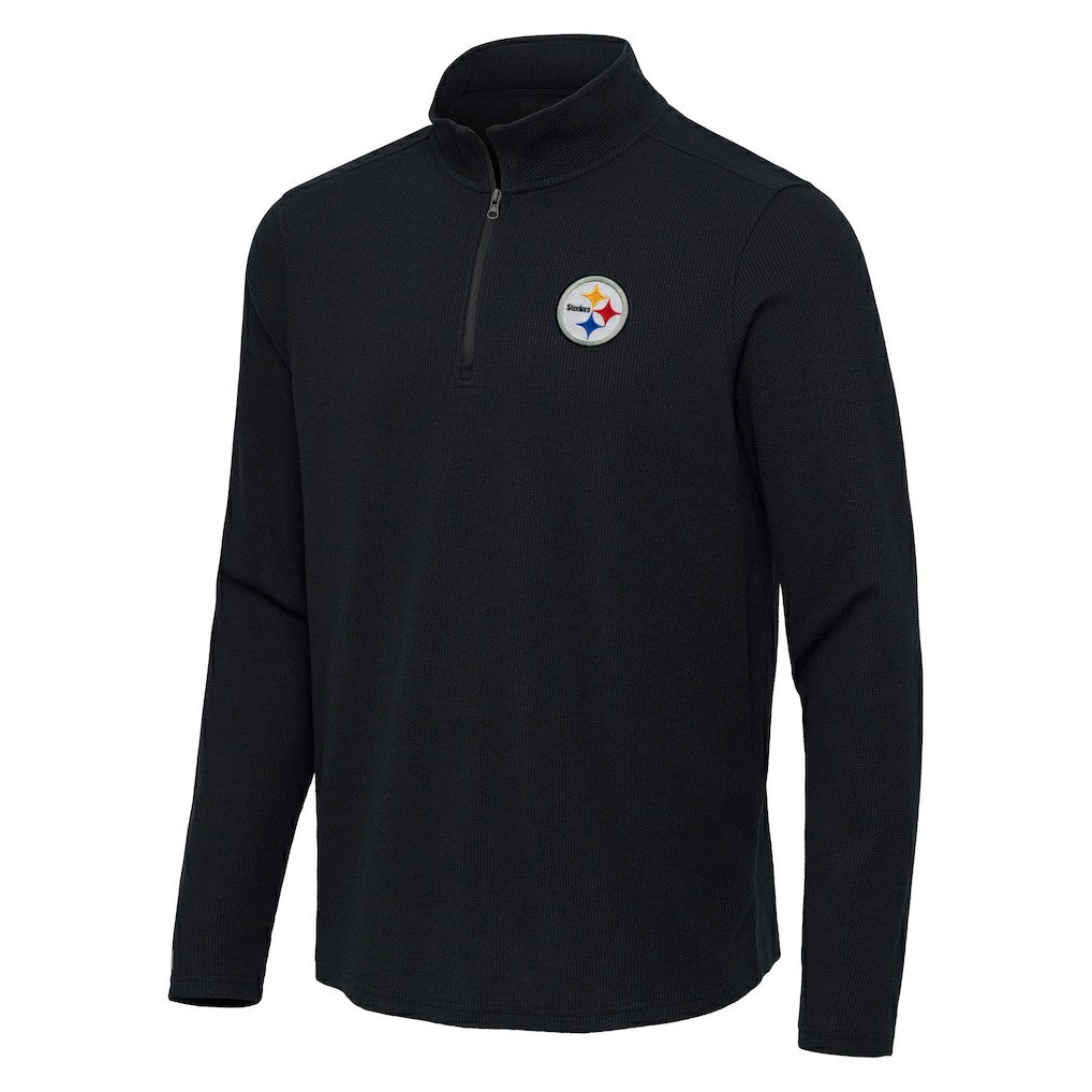 Pittsburgh Steelers Antigua Sync Tri-Blend Quarter-Zip Pullover Heather Black | NFL