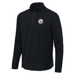 Pittsburgh Steelers Antigua Sync Tri-Blend Quarter-Zip Pullover Heather Black | NFL