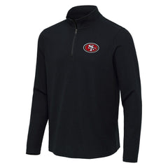 San Francisco 49ers Antigua Sync Tri-Blend Quarter-Zip Pullover Heather Black | NFL