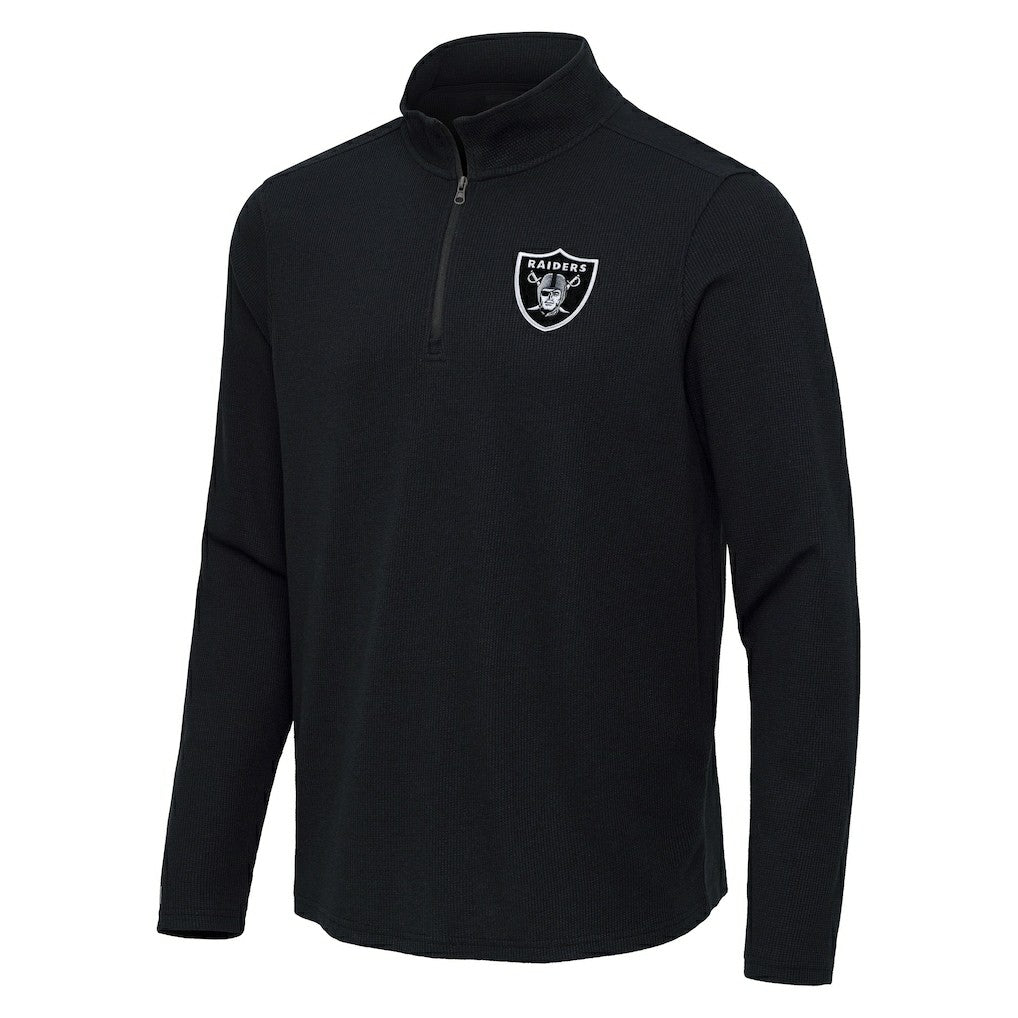 Las Vegas Raiders Antigua Sync Tri-Blend Quarter-Zip Pullover Heather Black | NFL