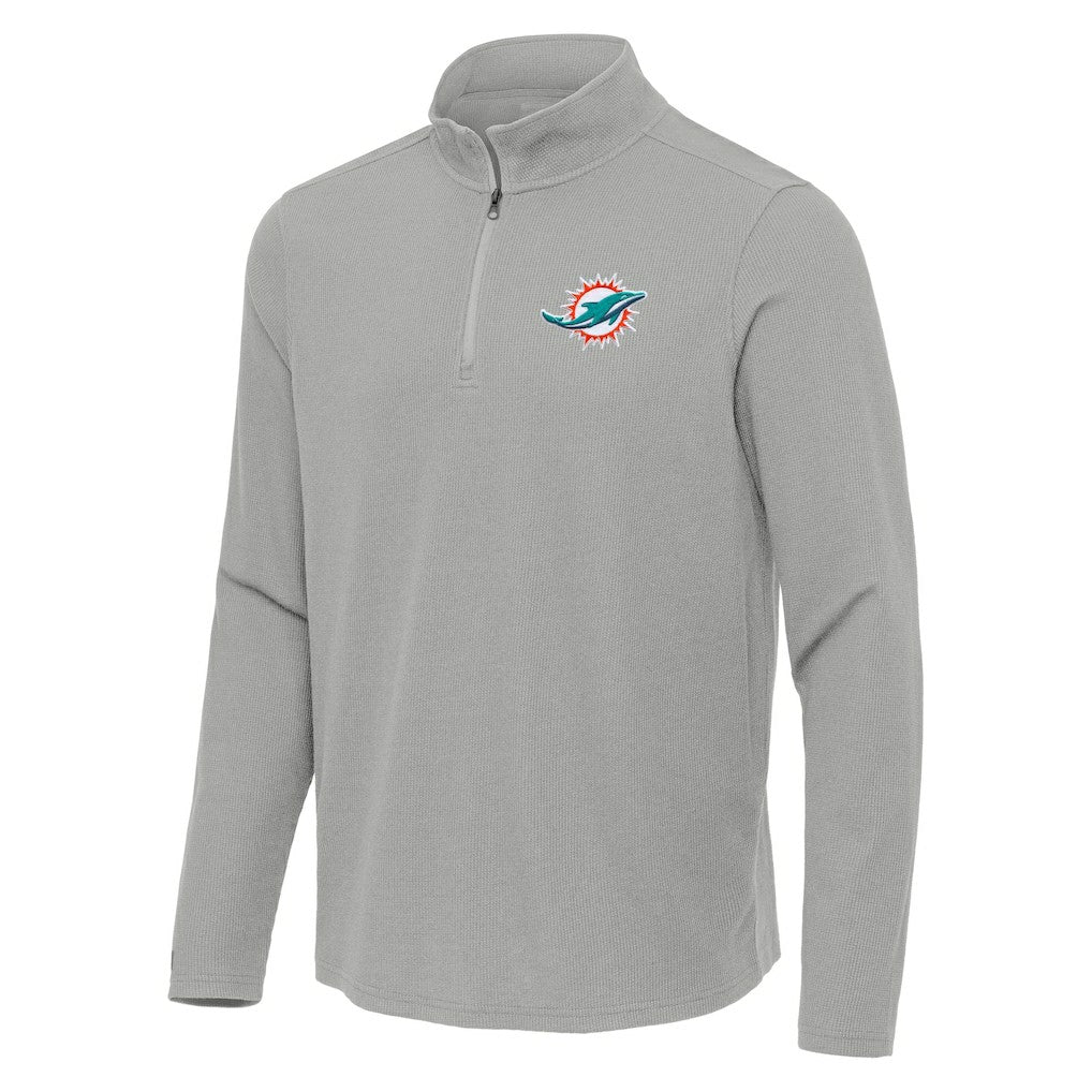 Miami Dolphins Antigua Sync Tri-Blend Quarter-Zip Pullover Heather Gray | NFL