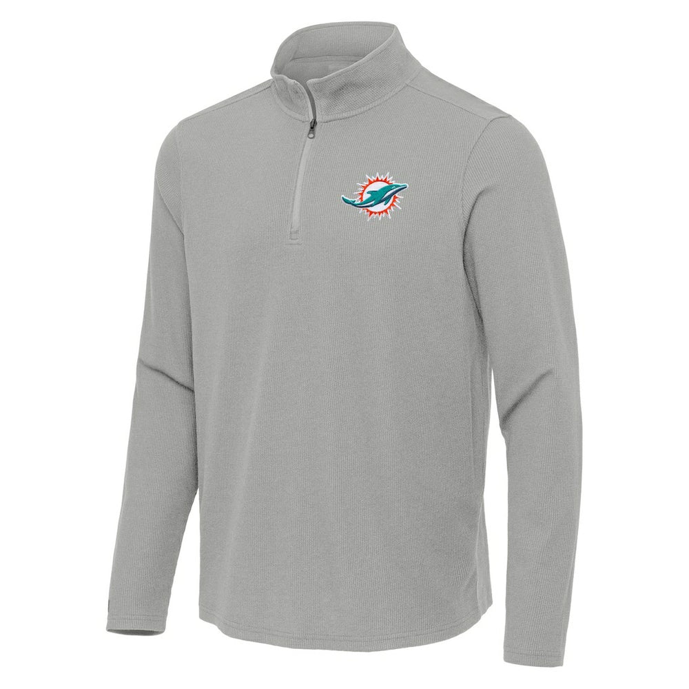 Miami Dolphins Antigua Sync Tri-Blend Quarter-Zip Pullover Heather Gray | NFL