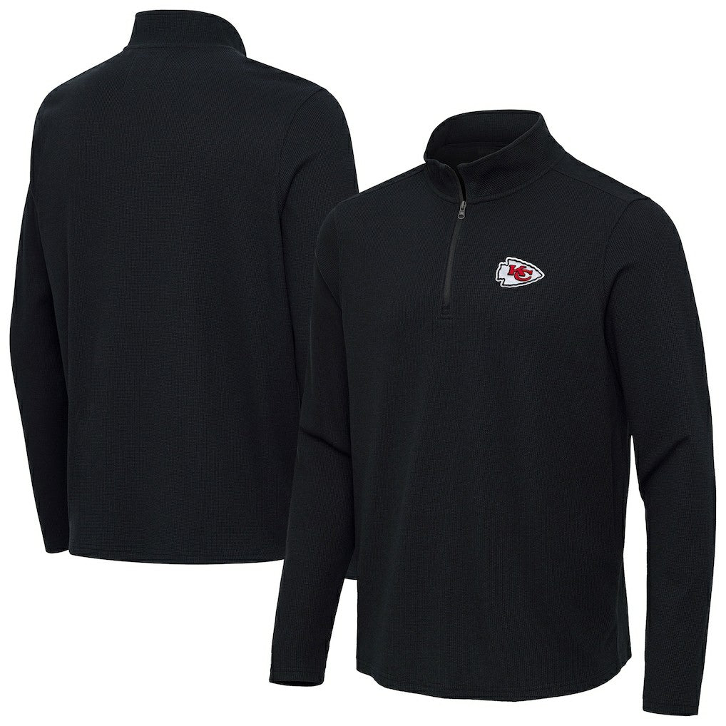 Kansas City Chiefs Antigua Sync Tri-Blend Quarter-Zip Pullover Heather Black | NFL