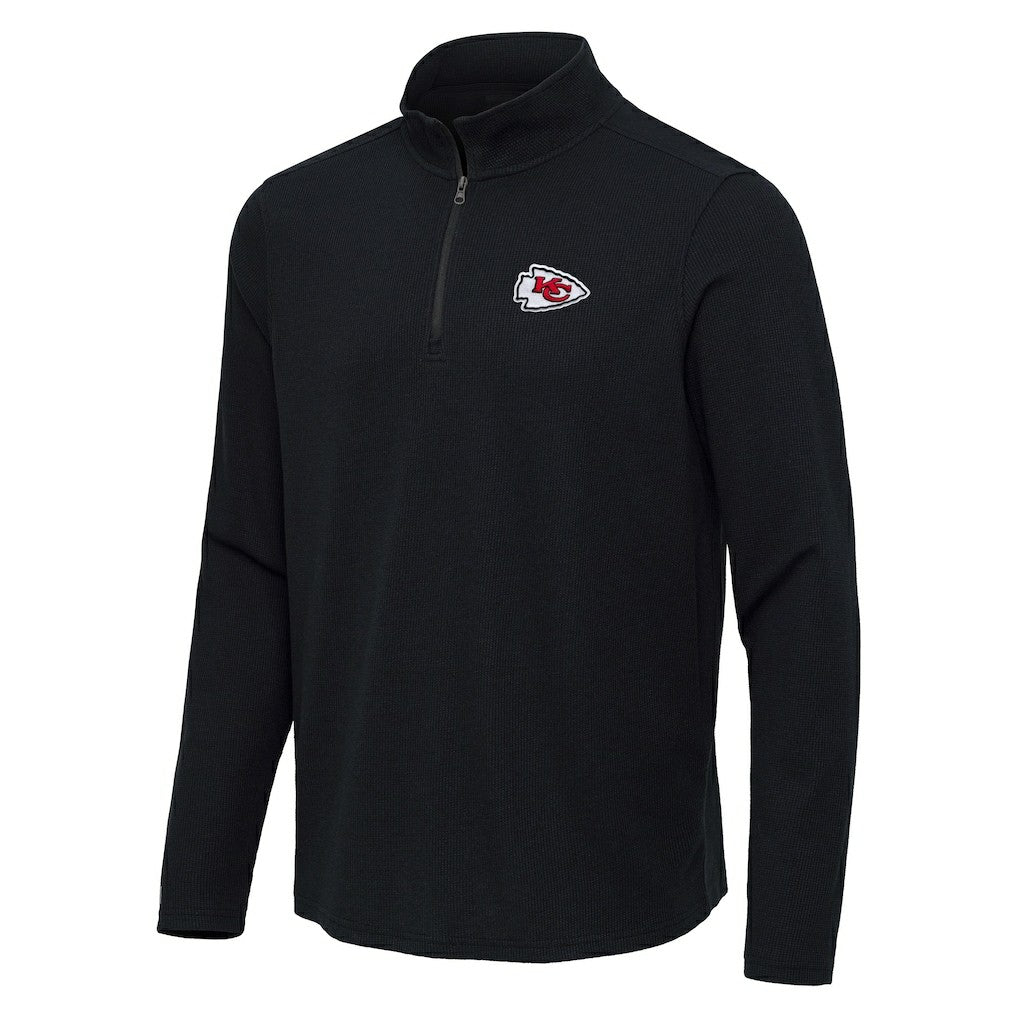 Kansas City Chiefs Antigua Sync Tri-Blend Quarter-Zip Pullover Heather Black | NFL