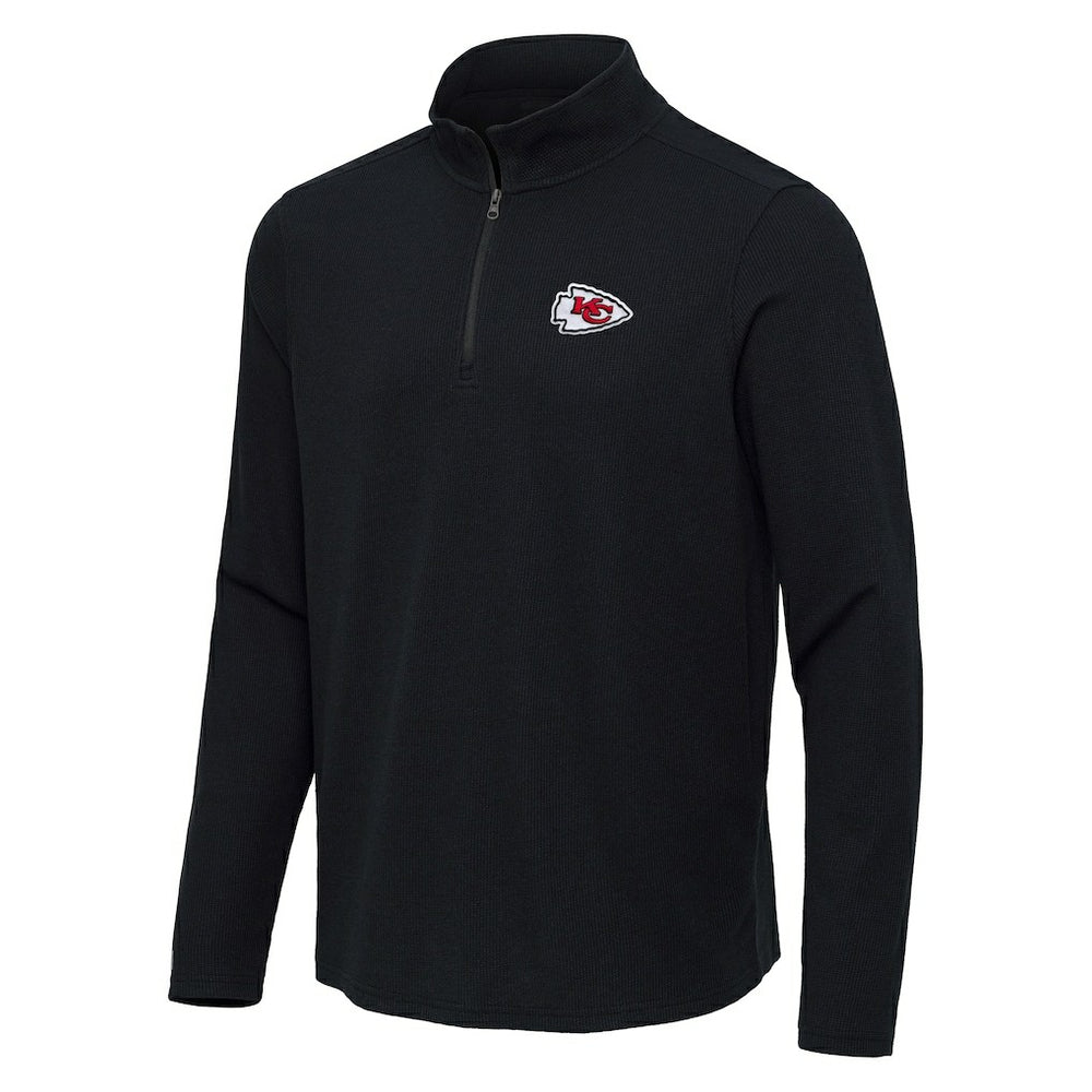 Kansas City Chiefs Antigua Sync Tri-Blend Quarter-Zip Pullover Heather Black | NFL